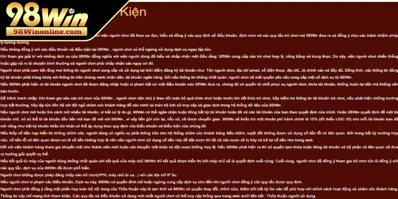 Những lưu ý khi tham gia khuyến mãi 98WIN