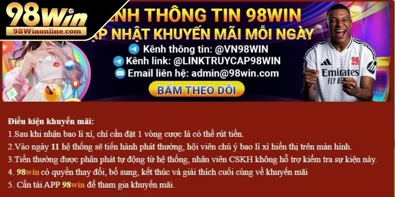 Điều kiện tham gia khuyến mãi ngày 9 98WIN
