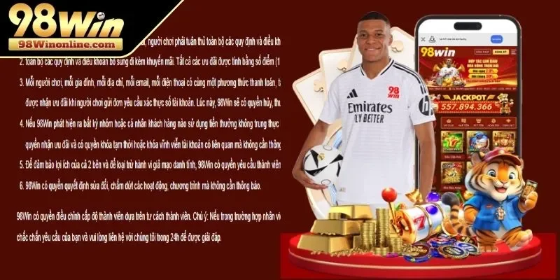 Điều kiện nhận thưởng khuyến mãi tải app 98WIN