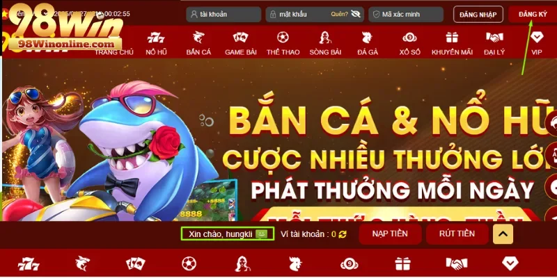 Đăng nhập vào tài khoản chính