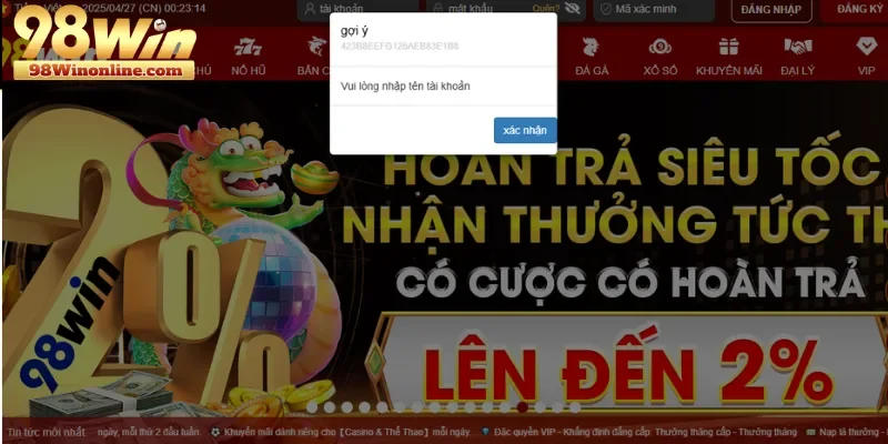 Lỗi chưa xác minh tài khoản